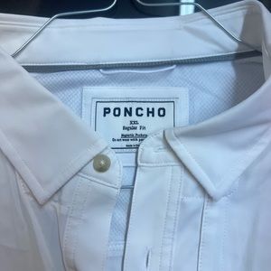 Poncho brand sport fishing shirt; plain white. XXL